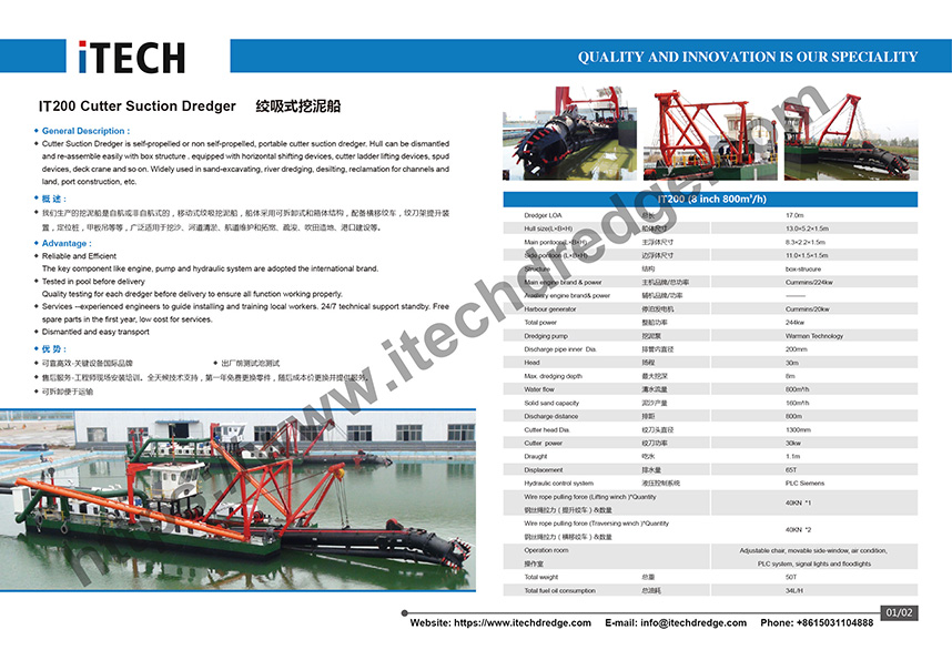 Cutter Suction Dredger Specification CSD200